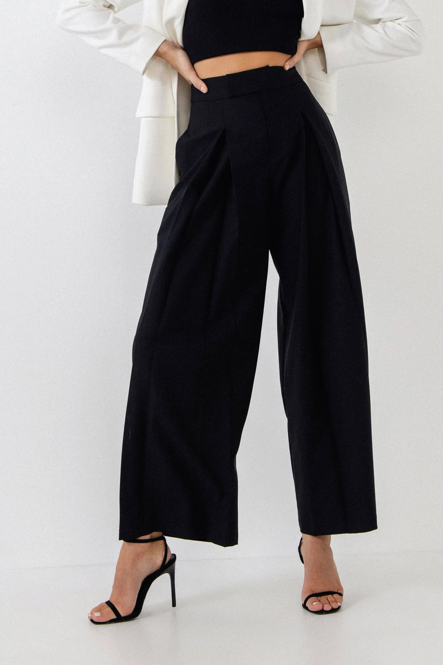 Pleated Detail Wide Pants
